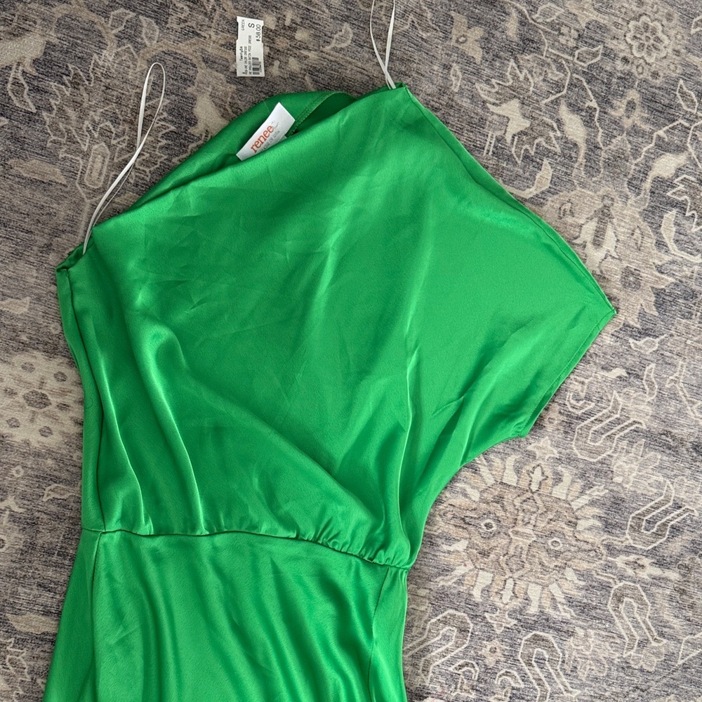 Renee Vibrant Green One Shoulder Dress